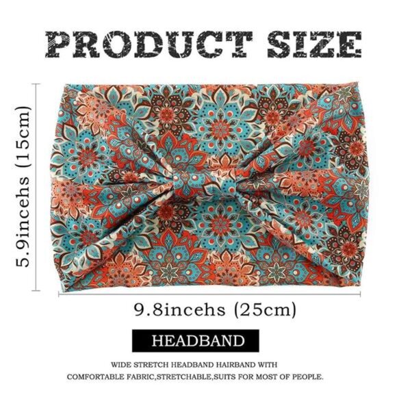 Women's Wide Headbands Women Boho Turban Knotted Headband Floral Elastic Non - Picture 5 of 7